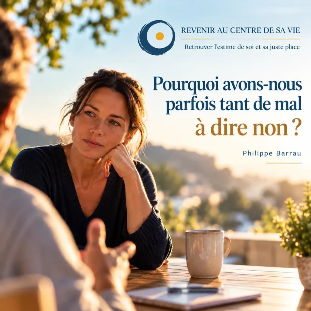 Illustration de l’article « Pourquoi avons-nous parfois tant de mal à dire non ? » de Philippe Barrau, série Revenir au centre de sa vie.